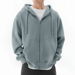 Sudadera con capucha y cremallera de gran tamaño para hombre, estilo urbano, de algodón grueso, para invierno - Product Image 4