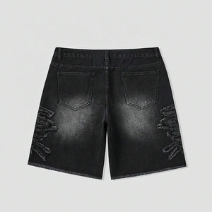 Pantalones Cortos de Mezclilla OEM de Alta Calidad, Resistentes, Ligeros, con Logotipo Personalizado, Adorno de Diamantes de Imitación, Dobladillo sin Rematar, Tallas Grandes, Transpirables y de Secado Rápido para Hombre - Product Image 2