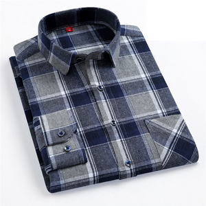 Chemise en flanelle à carreaux 100% coton de qualité supérieure, taille plus, pour hommes, tissu brossé doux, boutonnée, vêtements de travail décontractés d'automne - Product Image 3