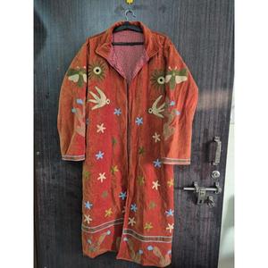 Chaqueta de Invierno Acolchada, Estilo Bohemio Vintage, con Bordado Floral, Hecha a Mano, Ecológica y Transpirable, de Terciopelo Largo, para Mujer, Estilo Étnico - Product Image 2