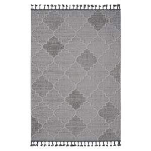 5X7 Trellis Alfombra de área interior/exterior Esquema de color blanco/gris Versátil para cualquier espacio - Product Image 1