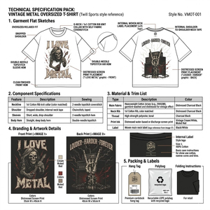 I Love Metal Skull Print Men's Cotton T-Shirt Flare Sleeve O-Neck <b>Punk</b> Style Oversized Fit Long Sporty - Product Image 5