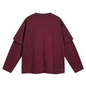 เสื้อยืดคอกลมแขนยาวสีดำ หนัก 300 GSM ผ้าฝ้ายสองชั้น ทรงโอเวอร์ไซส์ ยูนิเซ็กซ์ ไม่ยับ รับสกรีนลายตามสั่ง - Product Image 1