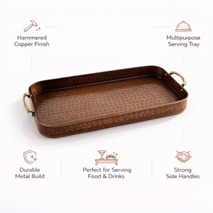 Bandeja Decorativa de Cobre Martillado con Asas, Más Vendida | Plato para Servir Comida en Mesa de Cocina y Comedor a Precio de Mayoreo - Product Image 5
