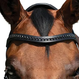 Bridon Snaffle avec têtière anatomique et muserolle de saut rembourrée en cuir souple, style anglais, fait main pour chevaux - Product Image 5