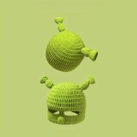 Chapeau tricoté à la main en Spandex/Coton pour garçons, vert, motif fraise amusant et mignon, avec bouton, pour l'hiver