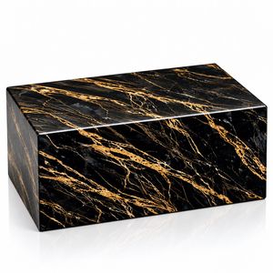 Urna Funeraria Doble Personalizada de Madera de Mango Negra con Patrón de Mármol, Grabada a Medida, de 200 Pulgadas Cúbicas, para Cenizas de Dos Personas - Product Image 3