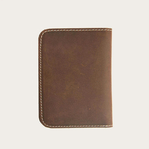 <b>Men's</b> Genuine Leather Slim <b>Wallet</b> With Striped Lining Fold Closure Card Holder Short Length Minimalist Design - Product Image 3