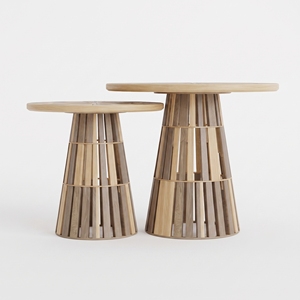 Table basse ronde en bois massif, moderne et mobile, table d'appoint, brun naturel, meubles de salon - Product Image 2
