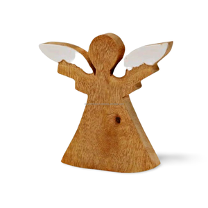 Vente chaude Figurine d'ange en bois sculpté ornements d'arbre de Noël et fournitures de décoration de vacances cadeau pour la saison des fêtes - Product Image 1