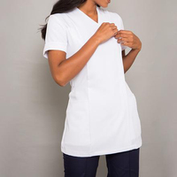 Nueva Túnica de Alta Calidad Unisex para Salón de Belleza y Spa, Uniforme de Peluquería con 2 Bolsillos Delanteros, Transpirable, de Algodón y Spandex, para Personal de Hotel
