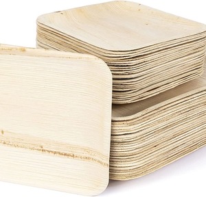 Assiettes jetables en feuilles de palmier d'arec, biodégradables, écologiques, naturelles, rondes et carrées, pour fêtes, dîners, traiteur, vaisselle en gros - Product Image 4