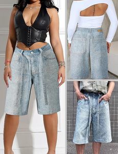 Shorts en jean baggy pour homme avec strass, style Y2K, coupe ample vintage, décontracté, jambe large, streetwear - Product Image 5