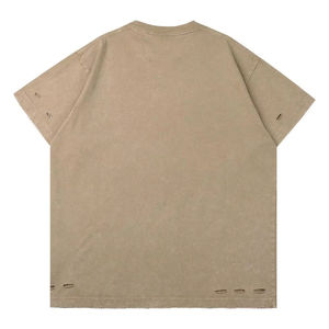 เสื้อยืดโอเวอร์ไซส์สไตล์วินเทจสำหรับผู้ชาย ลุคย้อนยุคแบบฟอกสี ผ้าฝ้าย สตรีทแวร์ - Product Image 4