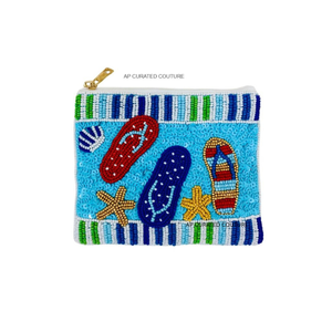 Porte-monnaie tendance fait main en perles de rocaille à motif fruité, mini pochette zippée, accessoire de mode unisexe personnalisé sur le thème de l'été et de la plage - Product Image 6