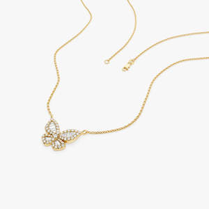 สร้อยคอโมอิสซาไนต์เงินแท้ชุบทอง 14K ดีไซน์คลาสสิกสุดฮิต เหมาะสำหรับงานปาร์ตี้ สร้อยคอรูปผีเสื้อทรงบาแกตต์ 14K - Product Image 4