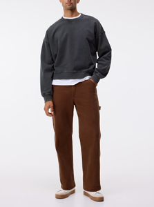 Sweat-shirt pour homme à coupe ample et col rond, effet délavé, personnalisable OEM, 380 GSM, 100% coton, séchage rapide, écologique - Product Image 4