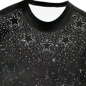 Camiseta de Verano para Mujer con Diamantes de Imitación, Algodón Suave, Transpirable, Ecológica, Informal, de Primera Calidad, Fabricante Mayorista - Product Image 3