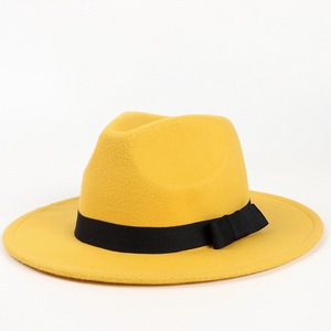 Factory Direct Sale New Design Retro Felt Squash <b>Hat</b> Solid Color <b>Flat</b> Brim Cowboy <b>Hat</b> for Spring and Autumn Travel - Product Image 2