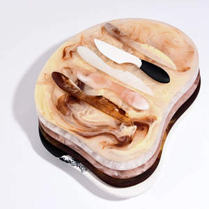 Handmade Eco-Friendly Durable Right-Handed Dishwasher Microwave Safe Home Kitchen Resin <b>Cheese</b> <b>Knife</b> <b>Set</b> Marble Texture Aqua - Product Image 6
