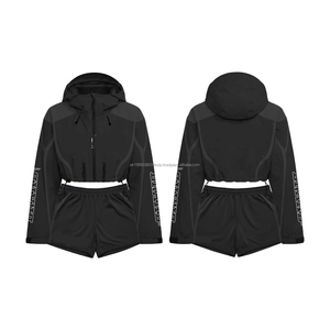 Conjunto de Sudadera Corta con Capucha y Pantalones Cortos para Hombre, Conjunto de 2 Piezas con Cremallera, Conjunto Deportivo de 2 Piezas para Mujer, Ropa con Logotipo Personalizado, Talla XS, Verano - Product Image 4