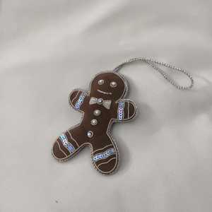 Handmade Embroidered Velvet Gingerbread Man Hanging <b>Ornament</b> Traditional Textile Eco-Friendly High Quality <b>Small</b> Christmas - Product Image 4