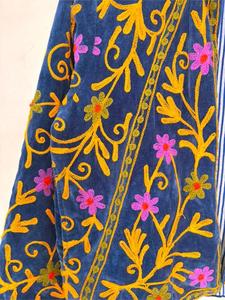 Veste élégante en velours violet brodée Suzani avec motif floral, manches longues, col montant, faite à la main, style bohème, manteau d'hiver - Product Image 5