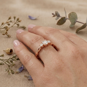 Twisted Three Stone Moissanite Engagement <b>Ring</b> Rose Gold Infinity Promise <b>Ring</b> For Women - Product Image 4