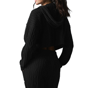 Sudadera con capucha de punto trenzado personalizada de alta demanda para mujer, jersey cálido de invierno, ropa de descanso extragrande, proveedor de prendas de punto con etiqueta privada OEM - Product Image 2
