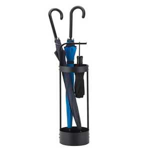 Skies Trader Black Metal Umbrella Stand Minimalist Entryway Walking Stick Holder Modern Cane Storage Rack with Drip <b>Tray</b> Base - Product Image 4