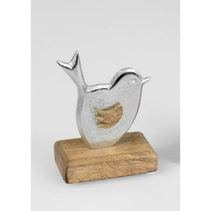 Latest Silver Bird Sculpture On Wooden Base Table Shelf Home Decoration <b>Ornament</b> Handmade Living Room Gift Idea - Product Image 1