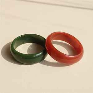 Round Resin Bangle Set Green and Red Wide Smooth Polished Bracelet Handmade Fashion <b>Jewelry</b> for Women Natural Resin Crafts - Product Image 1