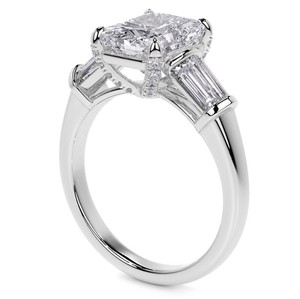 Radiant Cut Moissanite 14K Gold Plated Sterling <b>Silver</b> <b>Solitaire</b> Engagement <b>Ring</b> Luxury Bridal Wedding Promise <b>Ring</b> - Product Image 3