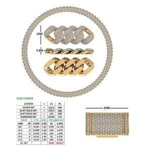 สร้อยคอแบบ Cuban Link ประดับเพชรทรงกลม ขนาด 22 นิ้ว ชุบทอง 14K สำหรับผู้ชาย สไตล์ฮิปฮอป ผลิตโดยผู้ผลิตเครื่องประดับ - Product Image 2