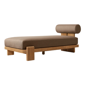 Collection Signature Hotel Emma, canapé-lit d'extérieur en teck moderne minimaliste de luxe avec coussin de dossier cylindrique - Product Image 1