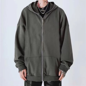Sudadera con capucha extragrande de color sólido personalizada para hombre, gris carbón, azul cielo, de felpa francesa gruesa. - Product Image 1