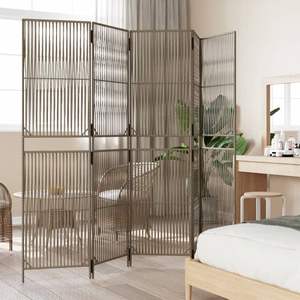 5-<b>Panels</b> Gray Poly Rattan Screen & <b>Room</b> <b>Divider</b> - Product Image 3