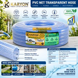 Tuyau d'arrosage de jardin flexible en PVC KARYON Premium 6-16mm X 50M Transparent Rétractable Haute Pression Enveloppé de Maille - Product Image 2