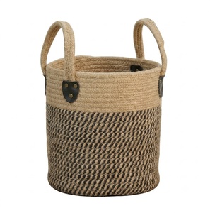 Rustic Woven <b>Rope</b> <b>Storage</b> <b>Basket</b> With Handles Circle Shape Multi-Purpose Neatening <b>Basket</b> - Product Image 1