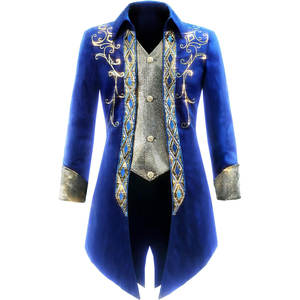 Mens BLUE Steampunk Medieval <b>Jacket</b> <b>Gothic</b> Victorian Frock Coat Uniform Hot Sell OEM ODM - Product Image 1