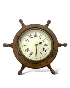 Horloge murale de style roue de bateau de 18 pouces |   Horloge murale en bois nautique pour la décoration de la maison, du bureau et de l'hôtel |   Exportation en gros - Product Image 4