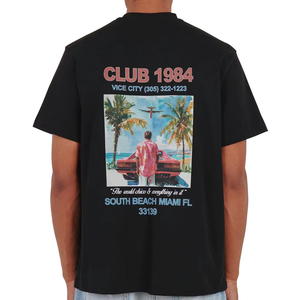 เสื้อยืดคอตตอนสีดำสำหรับผู้ชาย คลับ 1984 แขนสั้น ทรงปกติ พิมพ์ลายกราฟิก คอกลม สไตล์ลำลอง - Product Image 4
