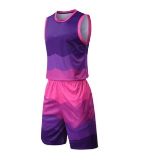 Unisex Gradient for <b>Pink</b> Basketball Jersey Set Sleeveless Moisture Wicking Breathable Windproof Elastic Waist Custom Sport - Product Image 2
