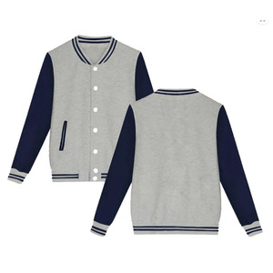 Wholesale French Terry Men's Stand Collar Varsity <b>Jacket</b> Plus Size Solid Color Embroidered Wool Liner Waterproof Front logo - Product Image 4