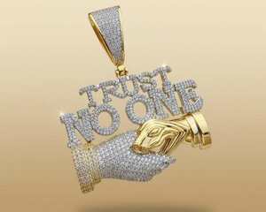 Colgante Personalizado de Dos Tonos con Letras de Nombre, Chapado en Oro de 18K y Plata 925, con Incrustaciones de Diamantes Moissanita, Estilo Hip Hop, Joyería Fina - Product Image 5