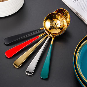 Nuevas llegadas: Cuchara de sopa de acero inoxidable 18/10, cucharón de sopa metálico colorido con logotipo personalizado, vajilla. - Product Image 2