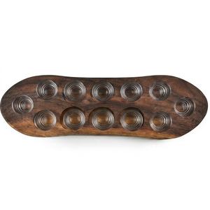 Premium Durable Modern Organic Rounded Wooden Glass Holder with Handmade Minimalist Design for Kitchen Tableware Storage <b>Rack</b> - Product Image 2