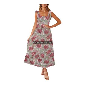 Vestido túnica de tirantes finos con estampado étnico para mujer, ropa africana nueva, moda de verano, algodón. - Product Image 1