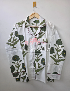 Pijama de Algodón Puro de Primera Calidad, Transpirable, de Secado Rápido, Estampado Floral a Mano, para Mujer, Manga Larga, con Botones, para Verano, Primavera y Otoño - Product Image 4