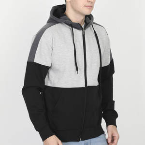 Sudadera con capucha y cremallera para hombre, premium, bordada, con bloques de color |   Chaqueta Oversize de Forro Polar Estilo Urbano |   Entrenamiento Deportivo Urbano - Product Image 2